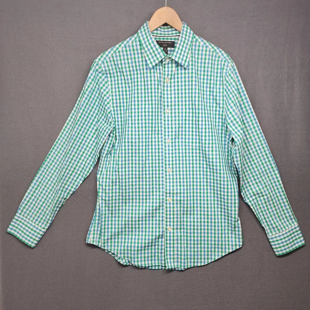 Banana Republic Shirt Mens Medium Non Iron Slim Fit Long Sleeve Button Up